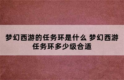 梦幻西游的任务环是什么 梦幻西游任务环多少级合适